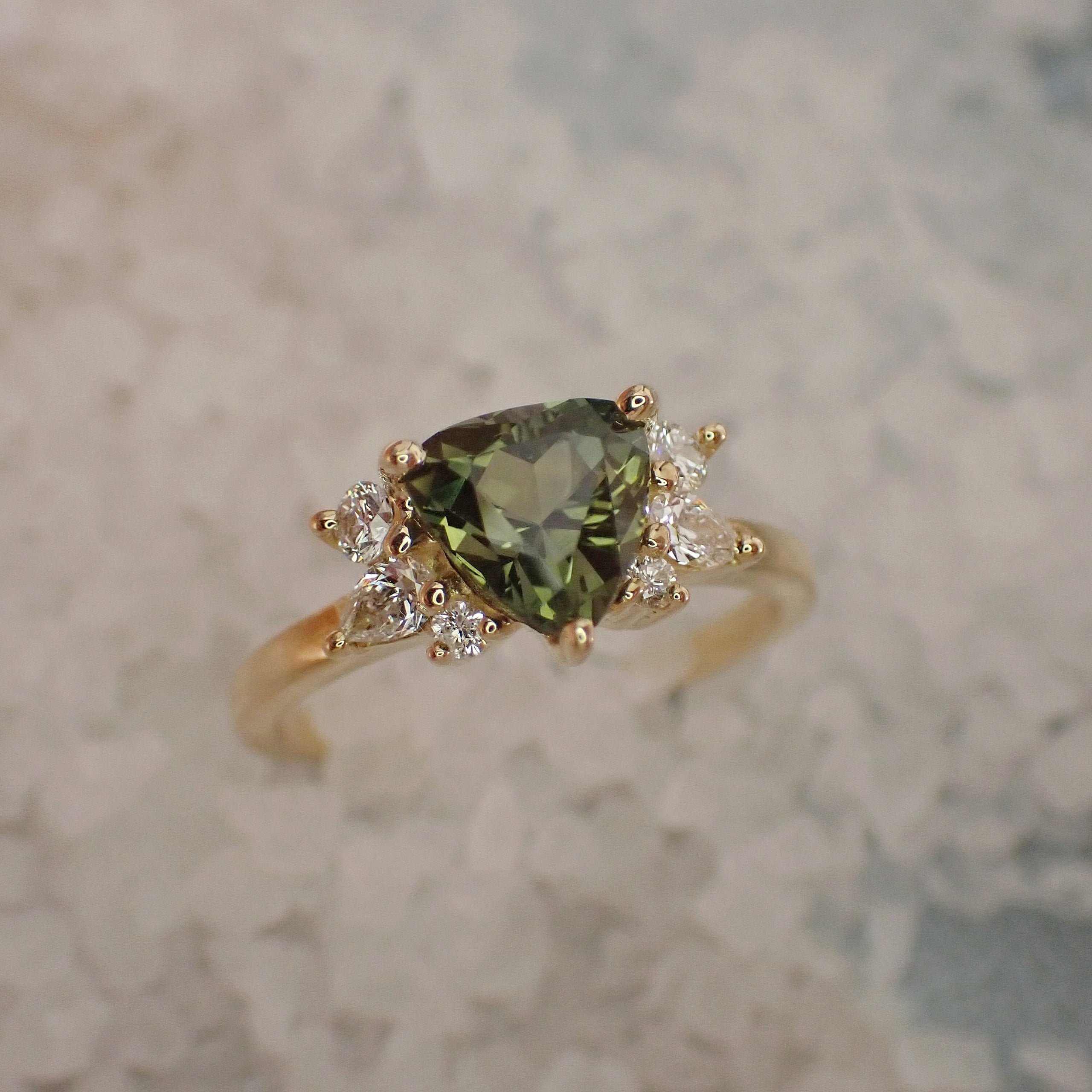 Green gold shop engagement ring