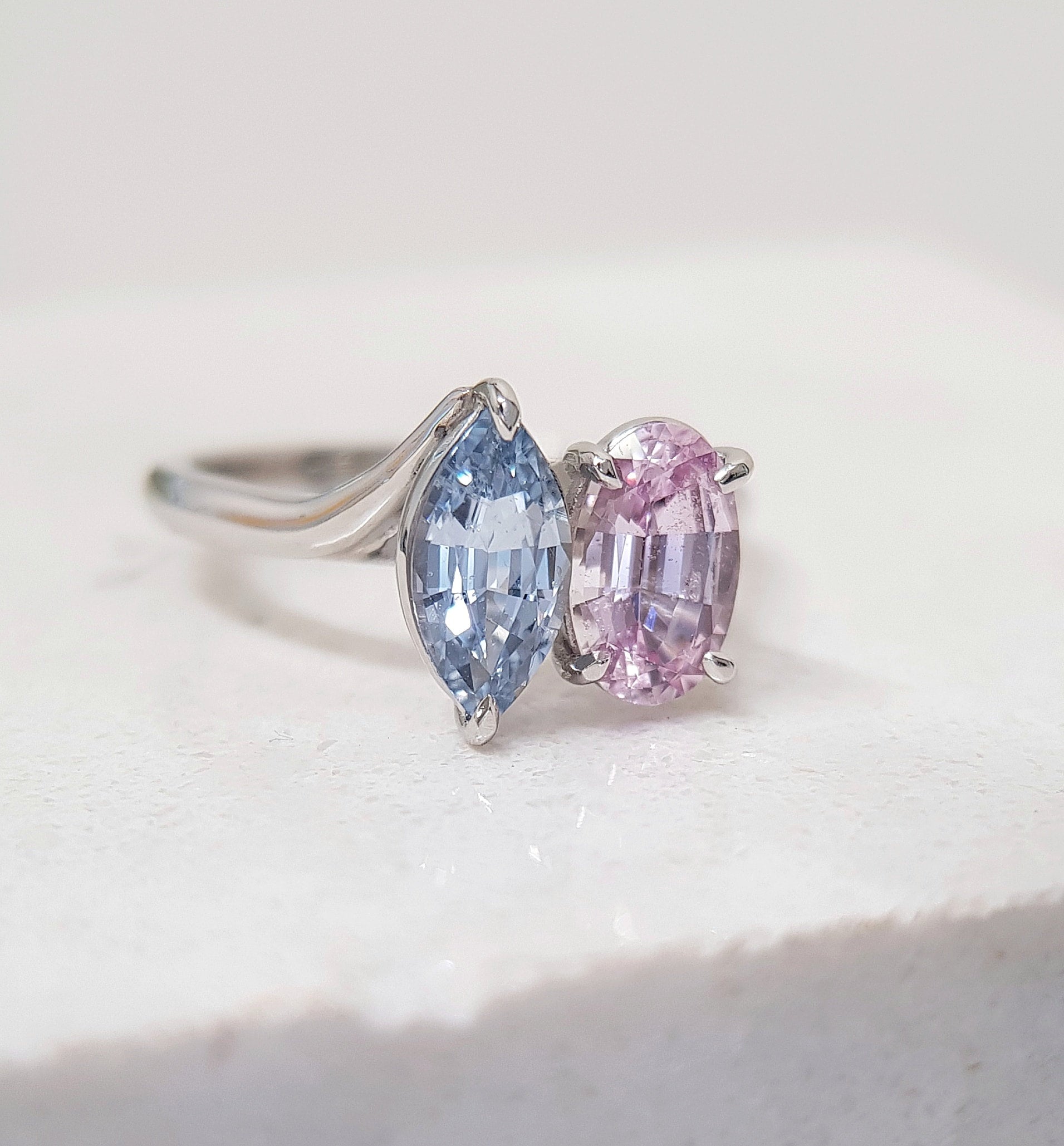 Pink and blue sapphire cheap ring
