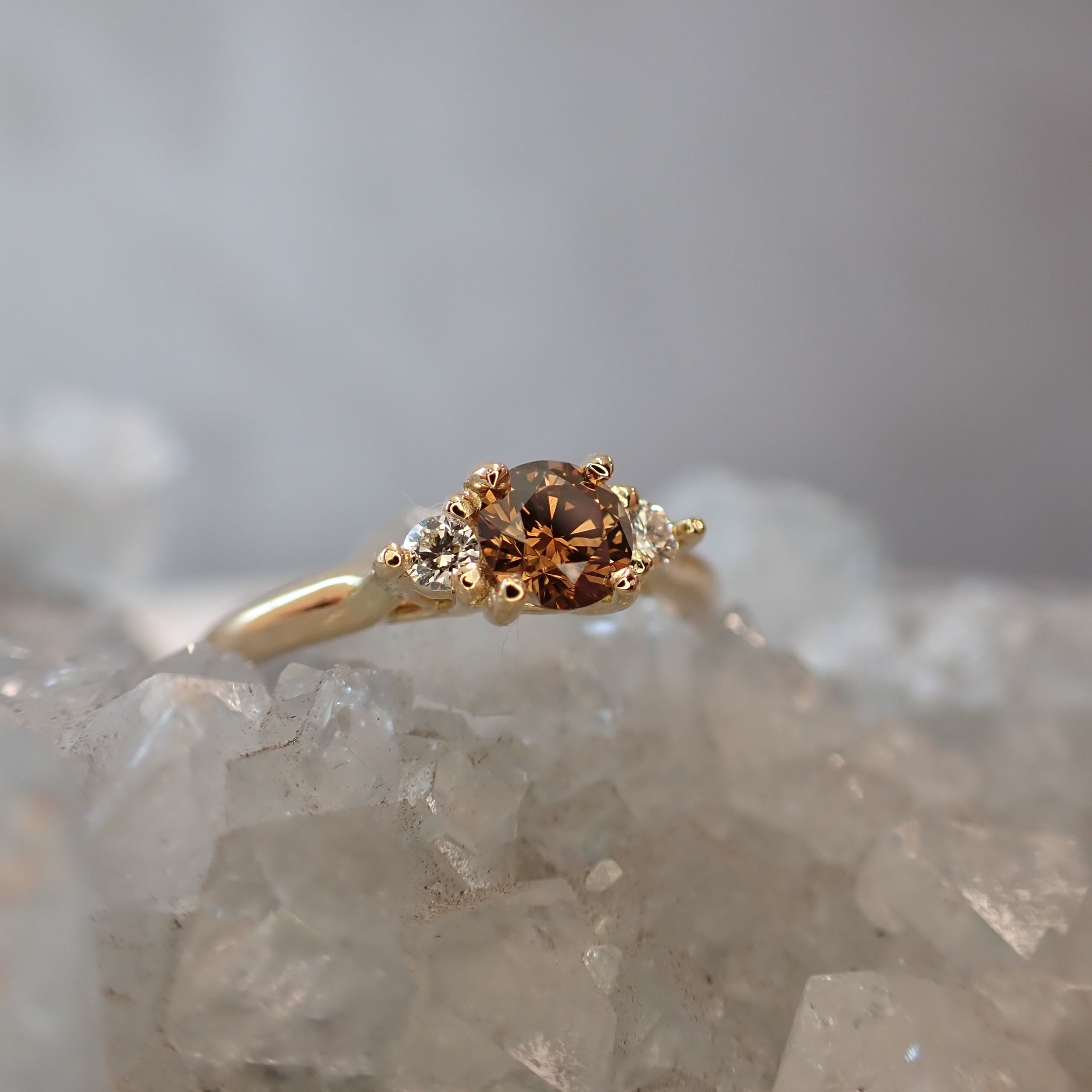 18ct yellow gold Australian argyle champagne diamond ring Jasmine Fraser Jewellery